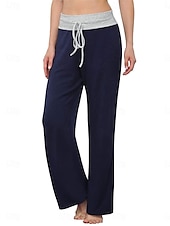 economico Pantaloni a gamba dritta-Per donna Chino Di tendenza Streetwear Lunghezza intera Vita alta Liscio Tasche Cinturino elastico comodo Morbido Comodo Media elasticità Esterno Strada Nero Blu marino Primavera &amp; Autunno Standard