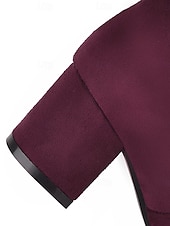 preiswerte Modische Stiefel-Burgunderfarbene Overknee-Stiefel für Damen mit Blockabsatz und Schnürdetail – stylische hohe Stiefel für Herbst- und Winter-Outfits