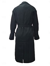 abordables Manteaux Trench-Femme Veste décontractée Travail Bouton Couleur unie Coupe Vent Mode Ample Vêtements d&#039;extérieur manche longue Automne Noir S