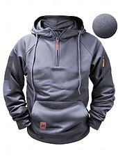 economico felpe con cappuccio da uomo di base-Per uomo Felpa con cappuccio Felpe con zip Felpa con cappuccio tattica Nero Vino Cammello Grigio scuro Con cappuccio Liscio Tasche Tasca frontale Giornaliero Per eventi Per uscire Poliestere