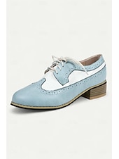 baratos década de 1950-Sapatos oxford vintage femininos de dois tons - brogue rosa e branco com cadarço e salto baixo para um estilo retrô e uso diário