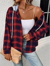 abordables veste à capuche-Veste décontractée Femme Extérieur Plein Air Usage quotidien mode Décontractées Avec poches Imprimer Normal Manteau Rose Claire Rouge Marron Automne Hiver Boutonnage Simple Sweat à capuche Standard S
