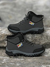 economico Stivali di neve e inverno-scarponi da trekking da donna color cuoio con fodera in pile, design impermeabile e suola robusta, ideali per trekking con tempo freddo e avventure invernali