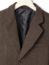 abordables Costumes formels-costumes à chevrons en tweed pour hommes 3 pièces vintage rétro grande taille couleur unie coupe ajustée simple boutonnage deux boutons marron bordeaux bleu marine foncé vert automne/hiver