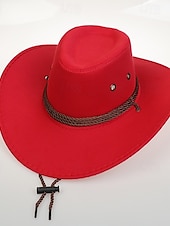cheap Men&#039;s Hats-Men&#039;s Sun Hat Cowboy Hat Fedora Trilby Hat Black Red Polyester Vintage Style Fashion 18th Century State of Texas Daily Theme Party Solid / Plain Color Sunscreen Cosplay