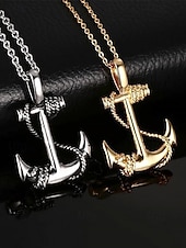 economico Gioielli da uomo-collana con ciondolo a forma di ancora da uomo - gioielli di moda in stile nautico per occasioni casual e formali