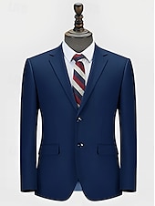 cheap Men&#039;s Elite Outerwear-Men&#039;s Blazer Jacket School Formal Wedding Elegant Warm Fall Winter Wool Solid Color Single Breasted One-button Blazer Royal Blue