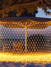 abordables Enchufe eléctrico-Cadena de luces LED de red IP65, 6 mx 4 m, 3 mx 2 m, cadena de luces LED navideñas flexibles de 880 led y 200 led, cadena de luces de malla para jardín, patio, decoración colorida, enchufe UE, EE.