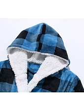cheap Men&#039;s Robes-Men&#039;s Pajamas Robe Bathrobe Bath Gown 1 pcs Plain Stylish Casual Comfort Home Daily Bed Fleece Comfort Warm V Neck Long Sleeve Pocket Fall Winter Black White