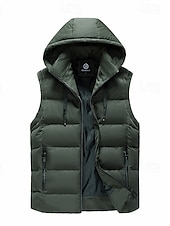 cheap Men&#039;s Vest-Men&#039;s Puffer Vest Padded Vest Gilet Quilted Vest Daily Date Vacation Fashion Casual Fall &amp; Winter Pocket Polyester Warm Comfortable Plain Zipper Hooded Regular Fit Black Yellow Red Green Vest