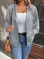 tanie kurtka z kapturem-Damskie Zwykła kurtka Kurtka z kapturem Na zewnątrz Ulica Dzienne zużycie Jesień Zima Regularny Płaszcz Regularny Keep Warm Oddychający Elegancki Codzienny Kurtki Długi rękaw Równina Z kieszeniami