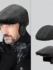 お買い得  メンズハット-男性用 ハンチング アスコットハット キャスケットハット ブラック ブラウン ウール ファッション カジュアル ストリート 日常 格子柄 調整可能 サンスクリーン 高通気性