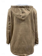 economico Puffers &amp; Parka-Per donna Giacca in pile Cappotto teddy Giacca con cappuccio Tenere al caldo Traspirante Tasche In pile Informale Liscio Da mare Strada Da tutti i giorni Per uscire Monopetto Standard Felpa Standard