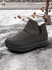 ieftine Cizme de zăpadă și iarnă-Botine de iarnă impermeabile pentru femei cu căptușeală din blană artificială – cizme izolate pentru zăpadă pentru vreme rece și activități în aer liber