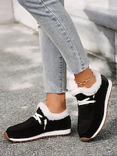 cheap Women&#039;s Slip-Ons &amp; Loafers-Women&#039;s Faux Fur Lined Winter Slip-On Shoes – Cozy and Flexible Warm Casual Shoes for Indoor and Outdoor Wear