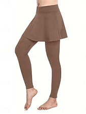 olcso Sima leggings-Női Pamutszövet nadrág Skort Alkalmi / sportos Teljes hossz Magas derék Sima Magas vágás kellemes Mekano Kényelmes Mikroelasztikus Tornaterem Fekete Bor Khakizöld Szürke Tavasz &amp; Ősz Normál