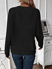 abordables Hauts de Travail pour Femmes-Femme T shirt Plein Mode Moderne Décontractées manche longue Col V Hauts réguliers du quotidien Fin de semaine Noir Gris Automne Hiver