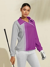 billiga Sweatshirt &amp;amp; Ytterkläder-Dam Pullover-tröja Svart Blå Rosenröd Långärmad Håller värmen Överdelar Färgblock Höst Vinter Golfkläder för damer Kläder Outfits Bär kläder