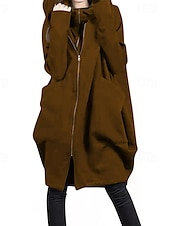 preiswerte Steppmantel-Damen Outdoor Zip Feste Farbe Windundurchlässig Modisch Lockere Passform Oberbekleidung Langarm Herbst Dunkelbraun S