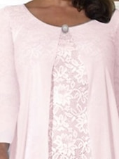 economico Con giacca-Abito da sposa A due pezzi A-Line in spiaggia madre della sposa invitata a un matrimonio elegante taglie forti scollo a gioiello lunghezza tè in chiffon pizzo manica corta giacca abiti con colore