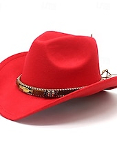 preiswerte Fedora-Hut-Herren Kentucky Derby Hut Sonnenhut Cowboyhut Fedora-Trilby-Hut Schwarz Rote Wollig Vintage-Stil Mode 18. Jahrhundert Bundesstaat Texas Täglich Themenparty Einfarbig Sonnenschutz Cosplay