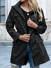 abordables Manteaux &amp; trenchs-Veste décontractée Femme Plein Air Usage quotidien mode Décontractées Full Zip Normal Manteau Noir Gris clair Vert Automne Hiver fermeture Éclair Col rabattu Ample S M L XL XXL