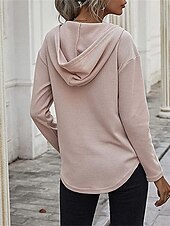 preiswerte Texturierte Kapuzenpullover &amp; Sweatshirts-Damen Hemd Bluse Feste Farbe Basic Brautkleider schlicht Langarm Mit Kapuze Normale Oberteile Täglich Schwarz Rosa Grün Herbst Winter