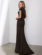 baratos VERMELHO-vestido de noite sereia vestido elegante formal comprimento até o chão sem mangas decote em v bolso cetim com laço(s) 2025