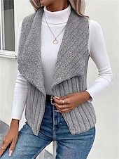 billige Vest-Dame Fleecevest Hold Varm Pustende Fleece Lined Fritid عادي Feriereise Gate Dagligdagstøy Ut på byen Åpen Forside Normal Aftæpning Normal Ermeløs Yttertøy Hvit Kakifarget Grå Høst Vinter