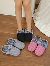 olcso Női papucsok és strandpapucsok-női rózsaszín kötött papucs műszőrme béléssel – meleg és kényelmes benti cipő a téli kényelemért