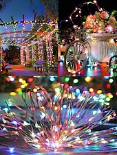 お買い得  太陽光発電-50m-500LED/100m-1000LED 屋外用高輝度銅線ライトストリング 大型ソーラーパネル 中庭の軒先 クリスマスツリー バルコニー フェンス 聖なる祭りの雰囲気 装飾用ライトストリング