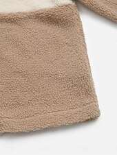 billiga Puffers &amp; Parka-Dam Fleece-jacka Teddyrock Håller värmen Andningsfunktion Ficka Fleecefodrad Ledigt Färgblock Semester Gata Dagliga kläder Utekväll Enkelknäppt Normal Nedvikt Normal Långärmad Ytterkläder Brun Höst