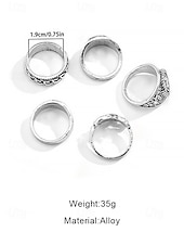 preiswerte Herrenschmuck-Herrenringset aus Silberlegierung im Vintage-Stil mit geometrischen und eingravierten Mustern – Retro-Modeaccessoires für den Alltag