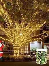 お買い得  太陽光発電-50m-500LED/100m-1000LED 屋外用高輝度銅線ライトストリング 大型ソーラーパネル 中庭の軒先 クリスマスツリー バルコニー フェンス 聖なる祭りの雰囲気 装飾用ライトストリング