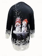 billiga Djur Klär-Kvinnors maxiklänning sweatshirtklänning avslappnad klänning petite klänning skiftklänning elegant stilren julsemester fest vanlig passform jultomte långärmad rund halsringning svart och vit svart