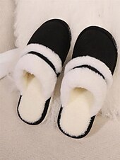 economico Ciabatte e infradito da donna-pantofole da donna con fodera in pelliccia sintetica e finitura scamosciata – calde scarpe da interno per il comfort invernale