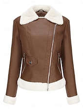 economico Puffers &amp; Parka-Per donna Giacca invernale Giacca in pile Tenere al caldo Traspirante Cerniera Tasche In pile Informale Liscio Da mare Strada Da tutti i giorni Per uscire Cerniera Corto Collo ripiegabile Standard
