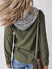 abordables Manteaux &amp; trenchs-Veste d&#039;Hiver Femme Extérieur Plein Air Usage quotidien mode Décontractées Avec poches Normal Manteau Noir Vert Véronèse Automne Hiver Boutonnage Simple Sweat à capuche Standard S M L XL 2XL