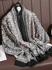 abordables Bufandas de mujer-Bufanda de gran tamaño con estampado paisley vintage para mujer: chal suave y cálido para el invierno, ropa informal y formal