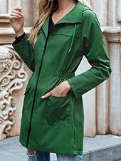 abordables Manteaux &amp; trenchs-Veste décontractée Femme Plein Air Usage quotidien mode Décontractées Full Zip Normal Manteau Noir Gris clair Vert Automne Hiver fermeture Éclair Col rabattu Ample S M L XL XXL