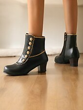 cheap 1930s-Victorian Vintage Green Leather Ankle Boots for Women – Retro Button Design with Scalloped Trim, Perfect for Fall Fashion