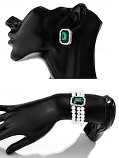 cheap Women&#039;s Necklace-Elegant Women&#039;s Pearl Choker Necklace Set with Green Gemstone and Matching Bracelet &amp; Earrings – Formal Occasion Jewelry