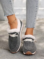 cheap Women&#039;s Slip-Ons &amp; Loafers-Women&#039;s Faux Fur Lined Winter Slip-On Shoes – Cozy and Flexible Warm Casual Shoes for Indoor and Outdoor Wear