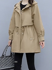 billige Trench Coats-Dame Frakk utendørs Gate Dagligdagstøy Høst Vinter Normal Frakk Normal Hold Varm Pustende Stilfull Fritid Jakker Langermet عادي Striper og rutete Med lommer Svart Militærgrønn Blå