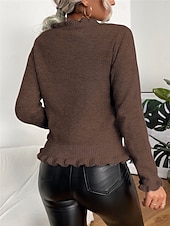 cheap Solid Colors-Women&#039;s Sweater Cardigan Casual Soft Pure Color Ribbed V Neck Buttons Knitted Long Sleeve Regular Tops Knit Outdoor Daily Weekend Pink Brown Fall Winter