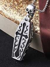 preiswerte Accessoires für Herren-Gothic-Halskette mit Totenkopf- und Sargkreuz-Anhänger – Edelstahl-Amulett im Vintage-Stil für Männer