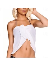 abordables Jupe portefeuille-Femme Maillots de Bain Vêtement couvrant Maillot de bain Vacances Mode Couleur unie Sans Manches Maillots de bain