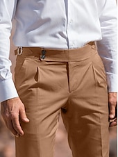 voordelige Dun-Voor heren Pakken Broek broek Geplooide broek Kostuumbroek Zak Hoogte stijging Effen Comfort Ademend Bruiloft Buiten Dagelijks Elegant Vintage Zwart Wit