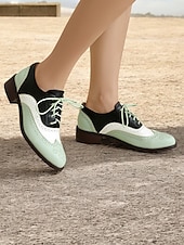 olcso Női lapos sarkú cipők-női retro rózsaszín és fekete oxford cipő – lakk műbőr fűzős brogue a vintage lezser stílushoz és divatos kirándulásokhoz