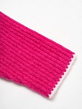 billiga Koftor &amp; Ytterkläder-Dam Kofta Nedvikt Ribbad Sticka Ullblandning Färgblock Drop Shoulder Höst vinter Ledigt / vardag Ledigt vardag Långärmad Kontrastfärg Rosenröd S M L